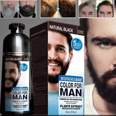 Natural Long Lasting 200ml Permanent Beard Dye Shampoo For M