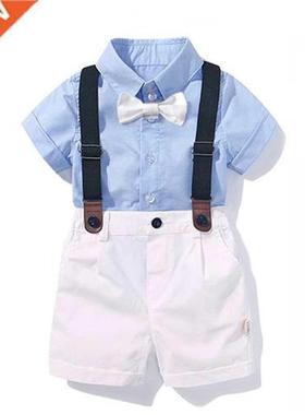 Baby Boy Clothing Shirt Bow Set Birthday Formal Costume Summ