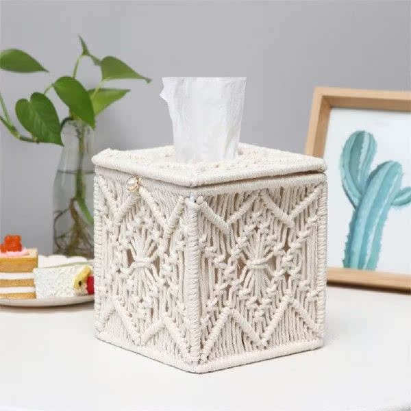 Tissue Box Cover Boho Decor Square Paper Tissue Holder With