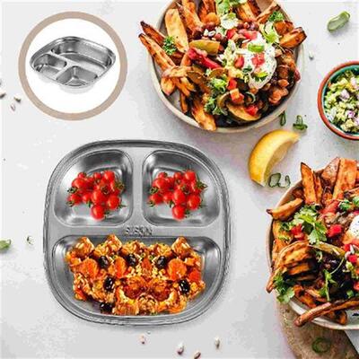 Plate Divided Plates Dinner Compartment Tray Stainless