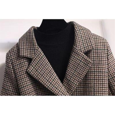 2021 Autumn and Winter Checkered Womens Suit Jacket Korean