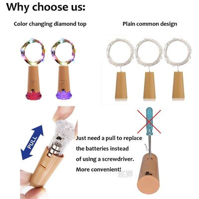 Free Shipping  Wine Bottle Lights with Cork Fairy Battery Op