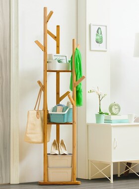 Simple clothes rack, wooden bedroom, coat hanger, landing si