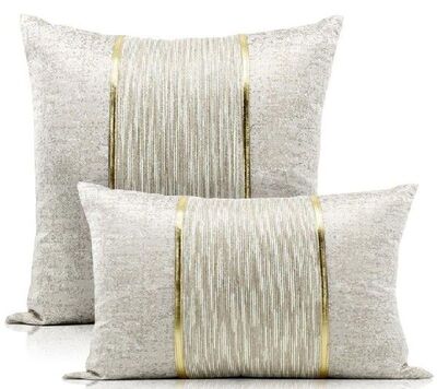 Modern light luxury white golden stripes pillowcase 45x45