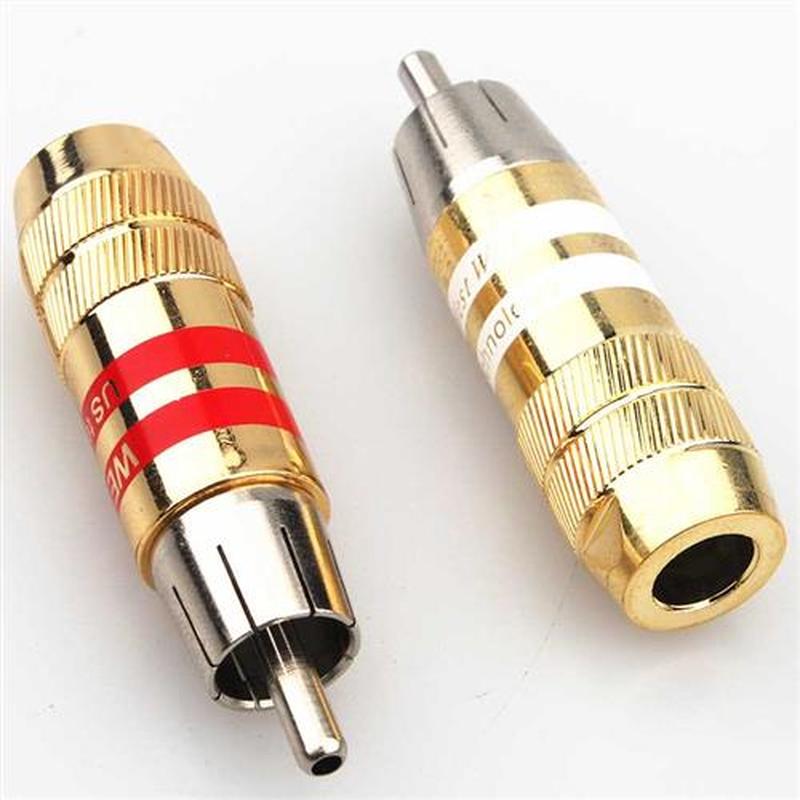 4Pcs Gold-plated RCA Connector Amplifier Plug HIFI RCA Lotus