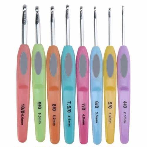 8pcs Aluminum Crochet PVC Knitting Tools Plastic Colorful