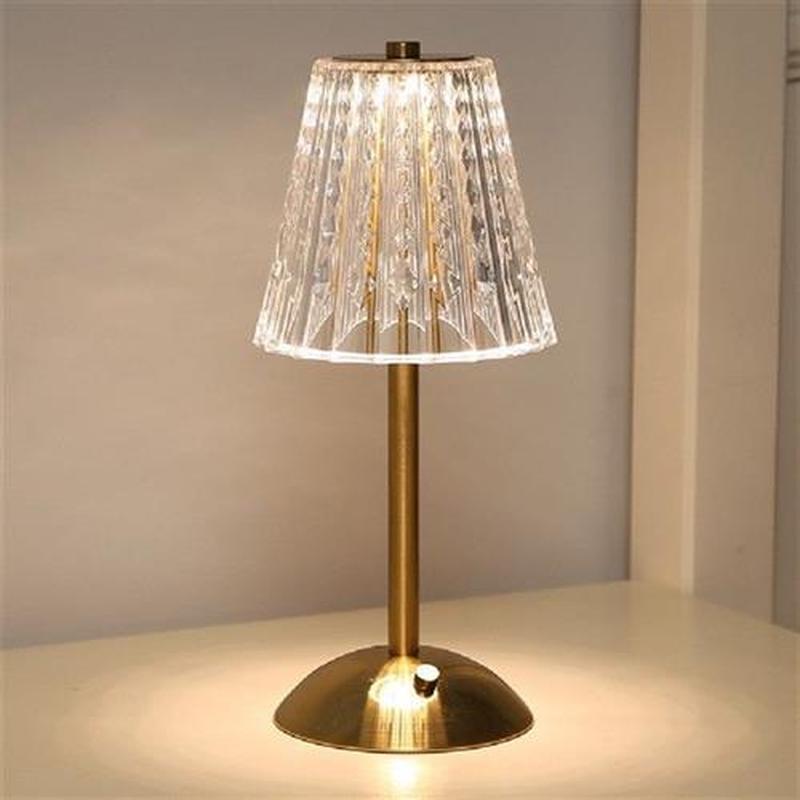 3 Colors LED Crystal Table Lamp Dimmable Nightstand Lamp