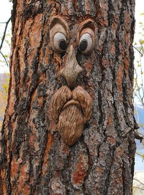 Bark face tree mons facial features decoration Eas pendant