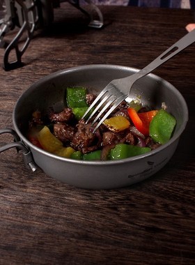 Titanium Frying Pan Camping Dish with Folding Handle Ultrali