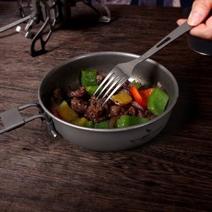 Titanium Frying Pan Camping Dish with Folding Handle Ultrali