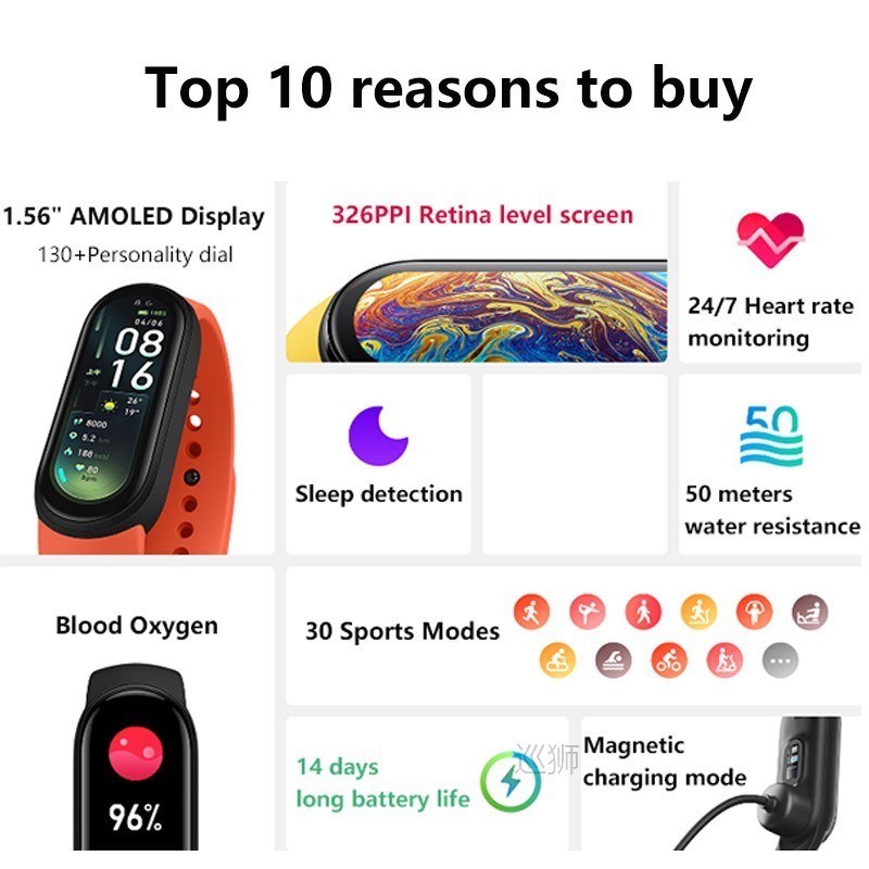 Mi Band 6 global version Color AMOLED Blood Oxygen Smart ban