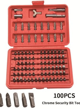 100Pcs Chrome Security Bit Tool Set Torx Hex Drill Star Span