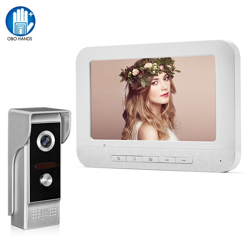 7'' TFT Color Video Door Phone Intercom System Wired