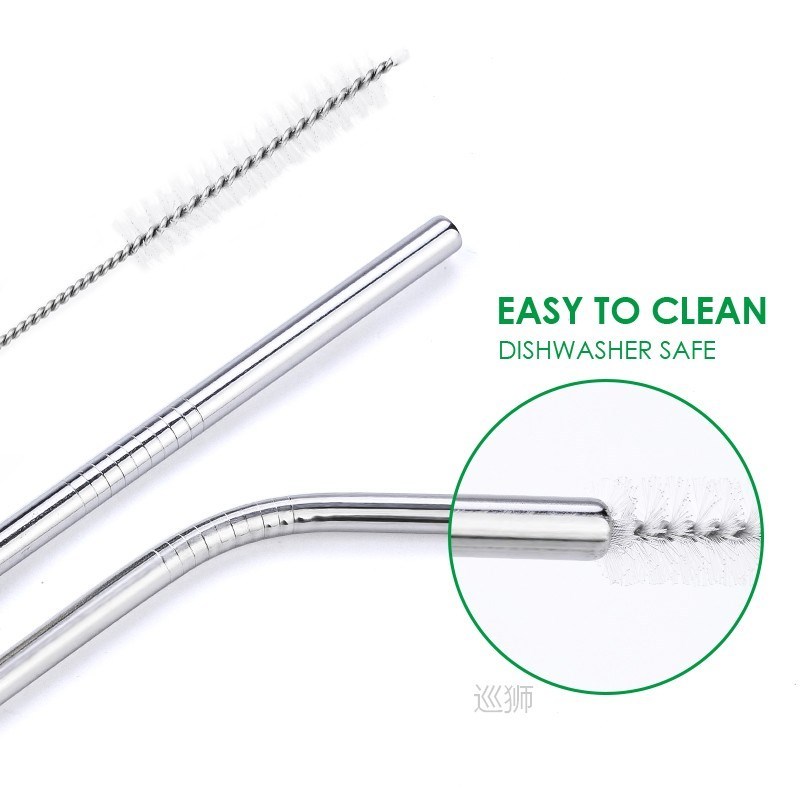 100 PCS Environmental Protection 304 Stainless Steel Straws