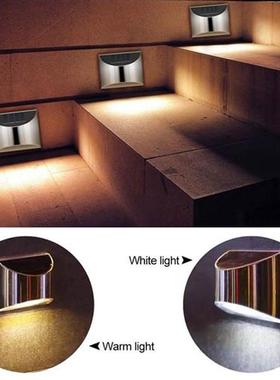 2/4Pcs LED Solar Wall Lamp Staircase Light Stainless Steel