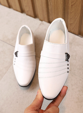 Boys Black Leather Shoes British Style Boys White Children&a