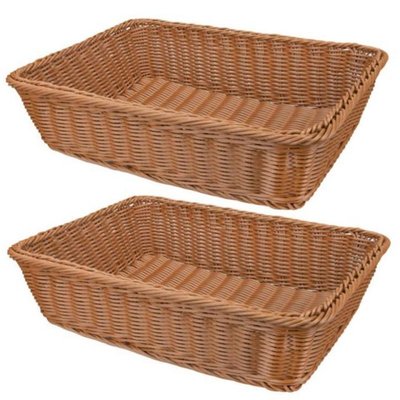 2 Pcs Hand-Woven Rattan Woven Bread Basket,Wicker Food Servi