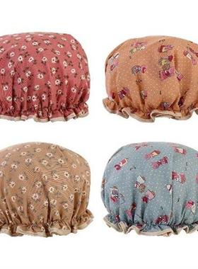 4Pcs Women Salon Shower Cap Spa Cute Elastic Band Oilproof