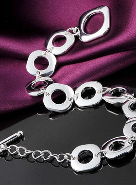 Hot 925 Sterling silver Bracelets classic fashion Square cha