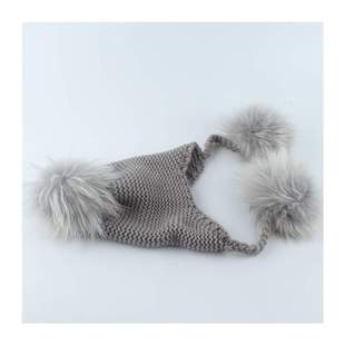 Baby Pom Pom Beanie Warm Knitted Hats Real Fur Hat For kids