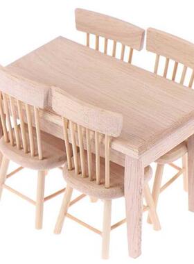 1Set Dining Table Chair Model 1:12 Dollhouse Miniature Woode