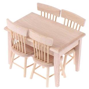 1Set Dining Table Chair Model 1:12 Dollhouse Miniature Woode