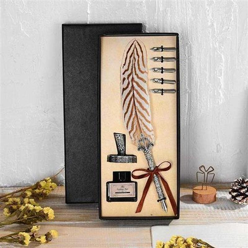 New Vintage Feather Pen Set Birthday Gift Valentines Da