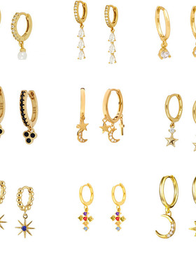 AIDE Small Cross Hoop Pendant Earrings For Women Pendientes