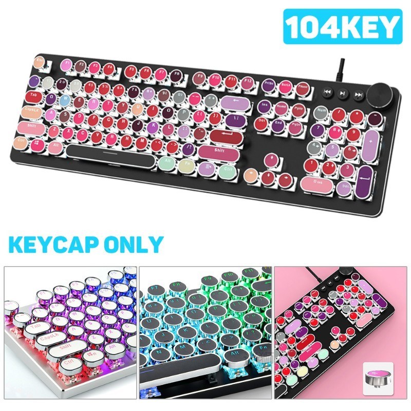 Mechanical Keycaps Gaming Keyboard Steampunk Typewriter Roun