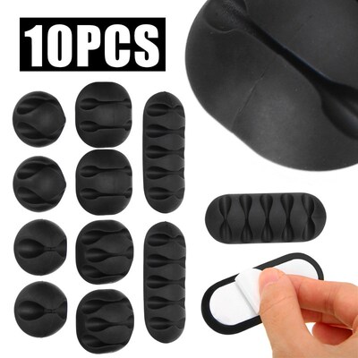 10pcs/pack Adhesive Cable  Desk Wire Tidy Organiser Managet