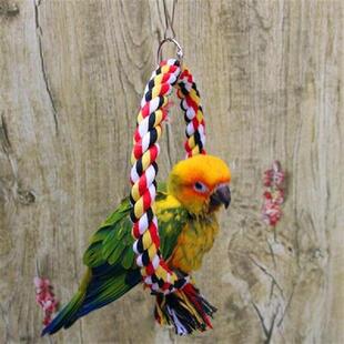 Bird Perch Toy Round Cotton Rope Chewing Bar Parrot Swing