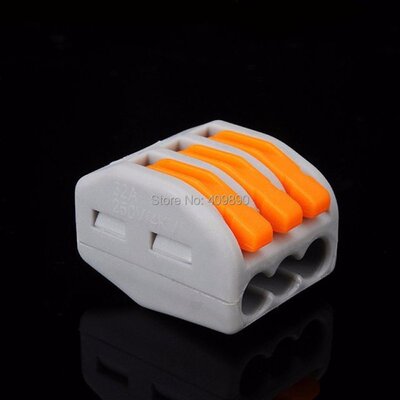 100PCS Spring Lever Push Fit Reuseable Cable 3 Wire Pole Ins