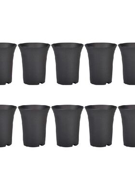10PcsBlack Round Flower Pots High Waist Deep Pots Are