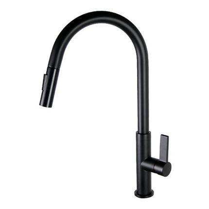 Kitchen Sink Faucet Rotatable With 2 Modes Pull Down Sprayer
