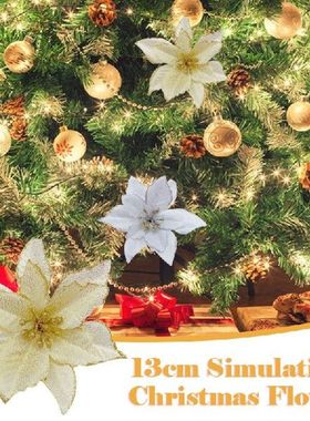 Bunga Natal dengan Perbatasan Emas Bunga Glitter untuk