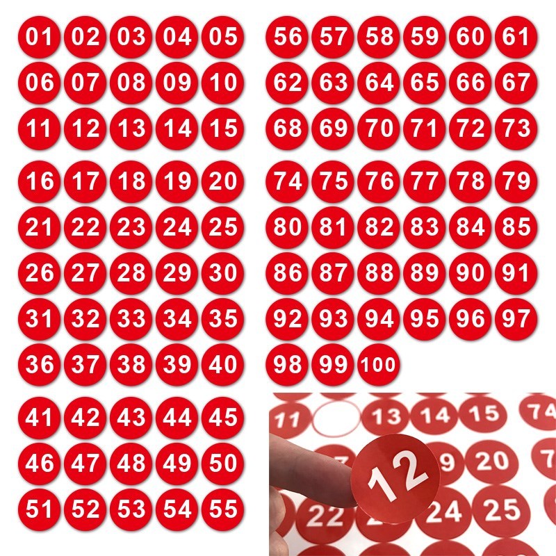 1 100 stickers round number black digital sticker label lab