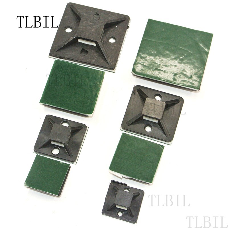 50Pcs BlackGreen Plastic Self Adhesive Cable Tie Mount Base