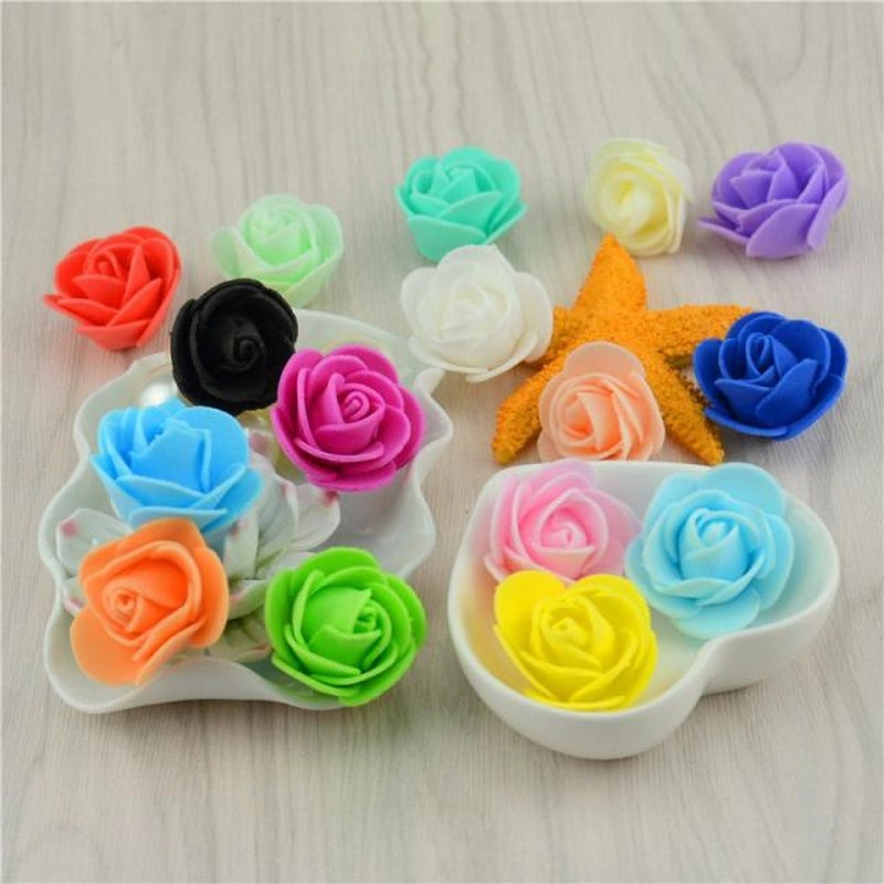 50Pcs PE Foam Fake Flower Roses Head Artificial Flowers Wedd