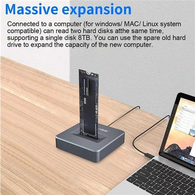 Acasis NVME 1/2 Bay Enclosure Clone Docking Station M.2 To T