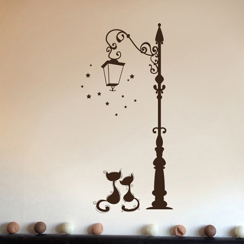 Wall-Stickers Living-Room-Decor Vinyl Cat Funny Kids Bedroom