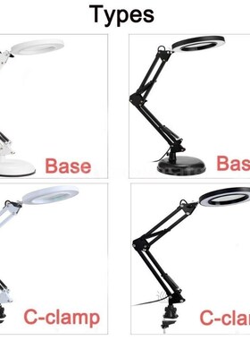 Foldable Professional 5X Magnifying Glass Desk Lamp Magnifie