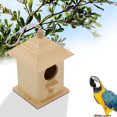 Bird House Solid Wood Outdoor Pet Cage Pastoral Parrot Nest