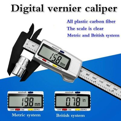 Plastic Carbon fibre Digital Caliper 6 inch Electronic Verni