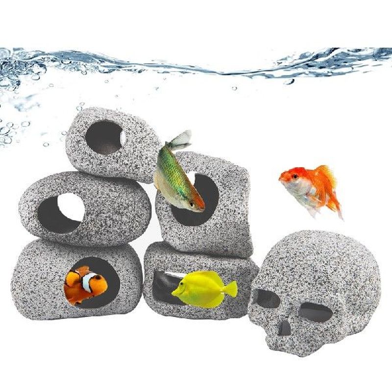 6Pcs Aquarium Decoration Rock Caves Betta Fish Hideout