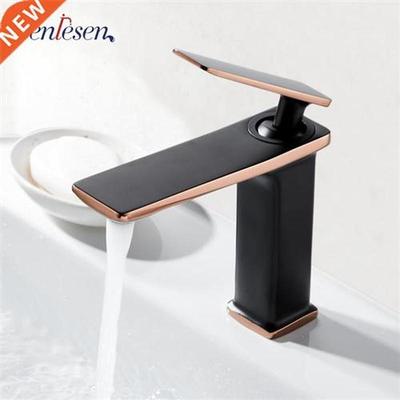Senlesen Basin Faucet Bathroom Mixer Tap Black Golden Deck