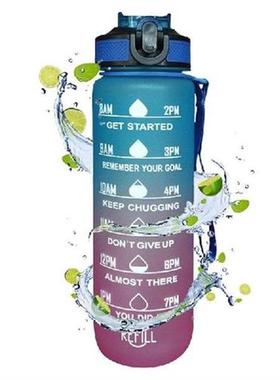 1L Sports Water Bottle Motivational Drinking Bottle Straw