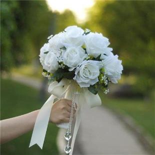 White Bridal Bouquet Artificial Roses Bridal Bouquet For