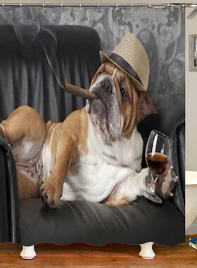 3D Shower Curtain Funny English Bulldog Bathroom Curtain Se