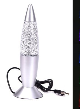 1PCS 3D Rocket Multi Color Changing Lava Lamp RGB LED Glitte