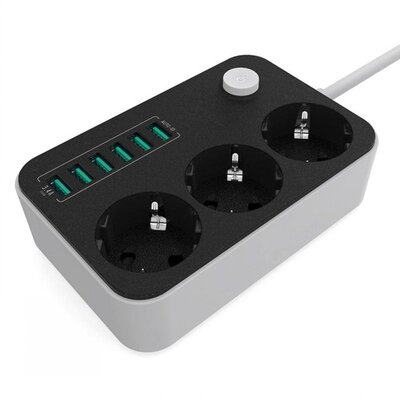 6 USB Ports Socket Charger Extension power strip Cord Chargi